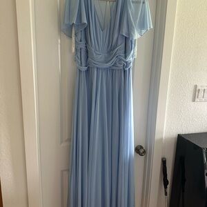 David's Bridal Ice Blue Bridesmaid Dress